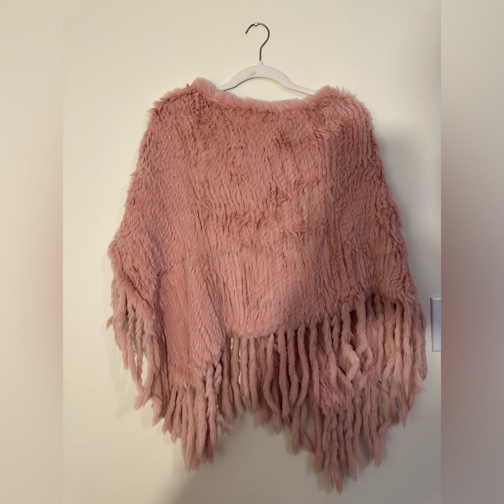 Wilsons Leather Maxima Pale Pink Fur Poncho
